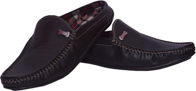Woxer BACK OPEN SHOES Loafers For Men(Black