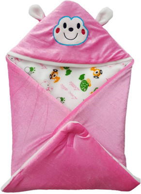 

Brandonn Printed  Hooded Baby Blanket(Polyester, Baby Pink