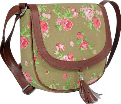 

Kleio Women Casual Green Canvas Sling Bag