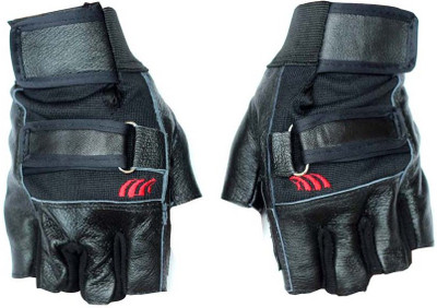 

Bikestuff Faux Leather Fingerless Motorcycle Riding Gloves Riding Gloves (, Black