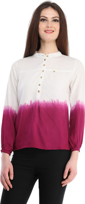 ENTEASE Casual Full Sleeve Solid Women White Top