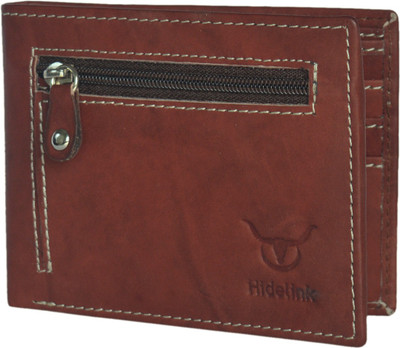 

Hidelink Men Brown Genuine Leather Wallet(8 Card Slots), Reddish brown