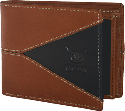 

Hidelink Men Multicolor Genuine Leather Wallet(8 Card Slots), Brown & black