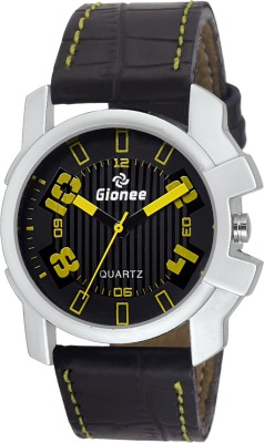 Gionee GR070 Black Round Dial with Leather Strap Analog Watch  - For Men   Watches  (Gionee)