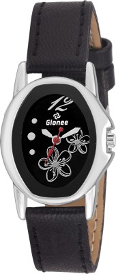 Gionee GR081 Analog Oval Shape Black Dial and Leather Strap Casual Watch  - For Girls   Watches  (Gionee)