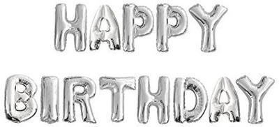 

PartyballoonsHK Solid Happy Birthday Letter set Foil Balloon(Silver, Pack of 1)