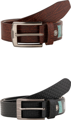

Sarah Men Party Multicolor Genuine Leather Belt, Black & brown