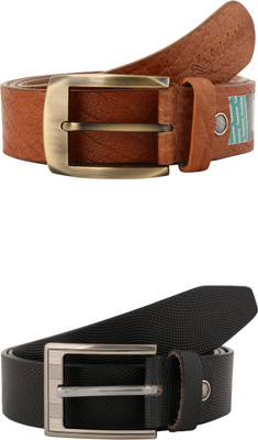 

Sarah Men Casual Multicolor Genuine Leather Belt, Black & brown