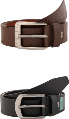 

Sarah Men Casual Multicolor Genuine Leather Belt, Black & brown