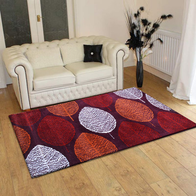 

PRESTO BAZAAR Multicolor, Purple, Red Polyester Area Rug(90 cm X 150 cm)