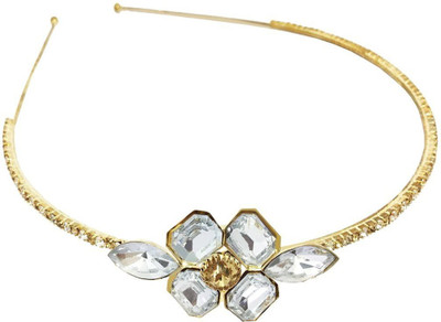 

AccessHer Rhinestone Studded Golden Metal Head band for Girls and Women Head Band(Gold)