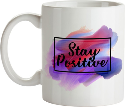 

Khappi Stay Positive Ceramic Mug(300 ml), Multicolor