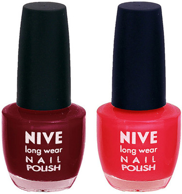 Nive Colour Blast Nail Polish 1206201665 Red,Pink(Pack of 2)