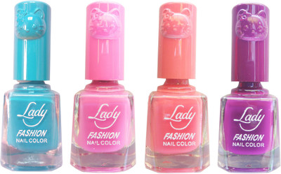 

Lady Fashion Colour Cap Insta Dry Nail polish (Evergreen Colours)36 Blue,Pink,Pink,Purple(Pack of 4)