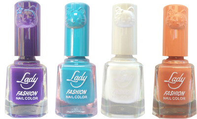 

Lady Fashion Colour Cap Insta Dry Nail polish (Evergreen Colours)12 Purple,Blue,White,Brown(Pack of 4)