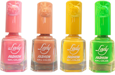 

Lady Fashion Colour Cap Insta Dry Nail polish (Evergreen Colours)31 Pink,Brown,Yellow,Green(Pack of 4)