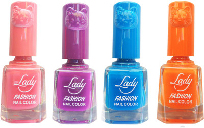 

Lady Fashion Colour Cap Insta Dry Nail polish (Evergreen Colours)29 Pink,Purple,Blue,Orange(Pack of 4)