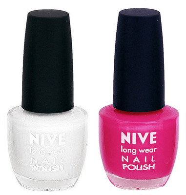 

Nive Colour Blast Nail Polish 1206201717 White,Pink(Pack of 2)