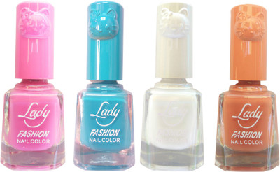 

Lady Fashion Colour Cap Insta Dry Nail polish (Evergreen Colours)23 Pink,Blue,White,Brown(Pack of 4)