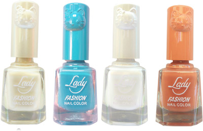 

Lady Fashion Colour Cap Insta Dry Nail polish (Evergreen Colours)15 White,Blue,White,Brown(Pack of 4)