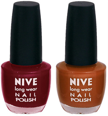 

Nive Colour Blast Nail Polish 1206201640 Red,Brown(Pack of 2)