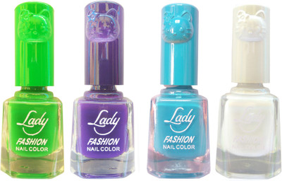 

Lady Fashion Colour Cap Insta Dry Nail polish (Evergreen Colours)7 Green,Purple,Blue,White(Pack of 4)