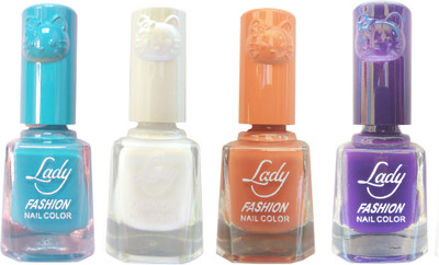

Lady Fashion Colour Cap Insta Dry Nail polish (Evergreen Colours)38 Blue,White,Brown,Purple(Pack of 4)
