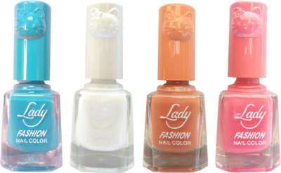 

Lady Fashion Colour Cap Insta Dry Nail polish (Evergreen Colours)39 Blue,White,Brown,Pink(Pack of 4)