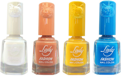 

Lady Fashion Colour Cap Insta Dry Nail polish (Evergreen Colours)42 White,Brown,Yellow,Blue(Pack of 4)