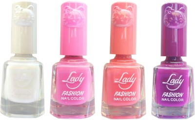 

Lady Fashion Colour Cap Insta Dry Nail polish (Evergreen Colours)40 White,Pink,Pink,Purple(Pack of 4)