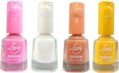

Lady Fashion Colour Cap Insta Dry Nail polish (Evergreen Colours)24 Pink,White,Brown,Yellow(Pack of 4)