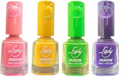 

Lady Fashion Colour Cap Insta Dry Nail polish (Evergreen Colours)25 Pink,Yellow,Green,Purple(Pack of 4)