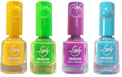 

Lady Fashion Colour Cap Insta Dry Nail polish (Evergreen Colours)3 Yellow,Green,Purple,Blue(Pack of 4)
