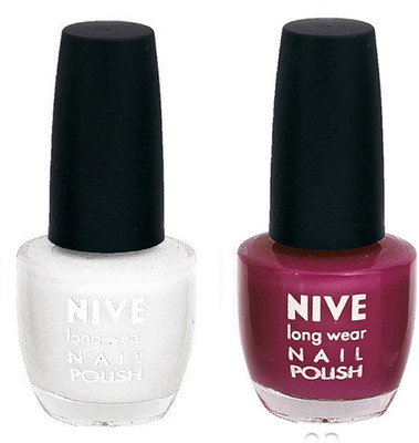 Nive Colour Blast Nail Polish 1206201745 White,Purple(Pack of 2)