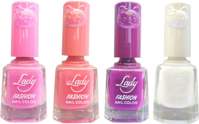 

Lady Fashion Colour Cap Insta Dry Nail polish (Evergreen Colours)21 Pink,Pink,Purple,White(Pack of 4)