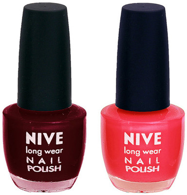 

Nive Colour Blast Nail Polish 1206201612 Red,Pink(Pack of 2)
