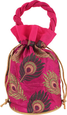 

Craft Trade Cotton Floral Work Drawstring Multicolor Potli Bag Potli(Multicolor, Pink)