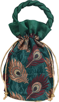 

Craft Trade Silk Floral Work Drawstring Multicolor Potli Bag Potli(Multicolor)