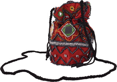 

Craft Trade Silk Beaded Work Drawstring Multicolor Potli Bag Potli(Maroon)