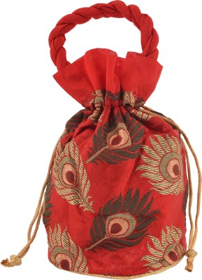 

Craft Trade Cotton Floral Work Drawstring Multicolor Potli Bag Potli(Multicolor, Red)