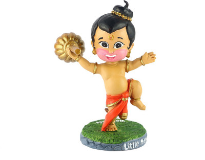 

Wowheads Little Hanuman Playing Gada Bobbleheads, Resin, 5.5 Inches(Beige)