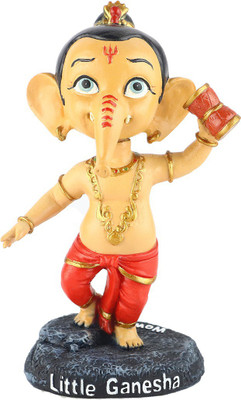 

Wowheads Little Ganesha Damru version Bobbleheads, Resin 5 Inches(Beige)