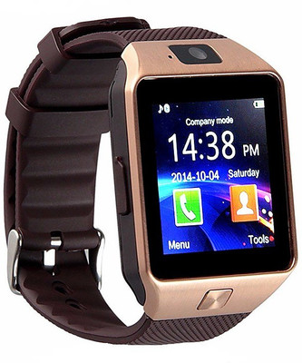 

Technomart Sport Pedometer With SIM/Camera/TF Card/Fitness Tracker/ Anti Lost Alarm Gold Smartwatch(Brown Strap Adjustable)