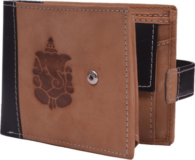 

Krosshorn Men Tan Genuine Leather Wallet(9 Card Slots)