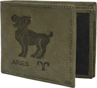 Krosshorn Men Green Genuine Leather Wallet(9 Card Slots)
