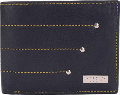 

Hidestitch Men Black Genuine Leather Wallet(6 Card Slots), Navy blue