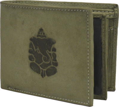 

Krosshorn Men Green Genuine Leather Wallet(9 Card Slots)