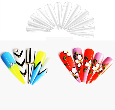 

AZZURO stiletto false nails glue on nails clear, transparent(Pack of 50)