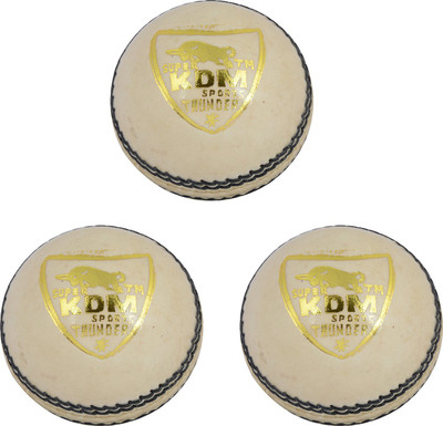 

KDM Sports Thunder Cricket Leather Ball(Pack of 3, White)