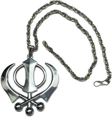 

Premang Decors Metalic Silver Khanda Pendant in silver chain Car Hanging Ornament(Pack of 1)